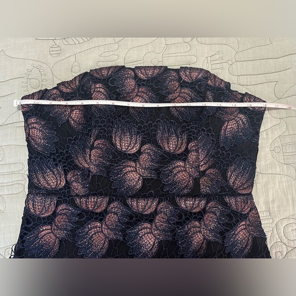 NWT Milly Kait Metallic Ombre Strapless Tulip Dress 8 Navy Blue Copper Lace - Picture 8 of 11